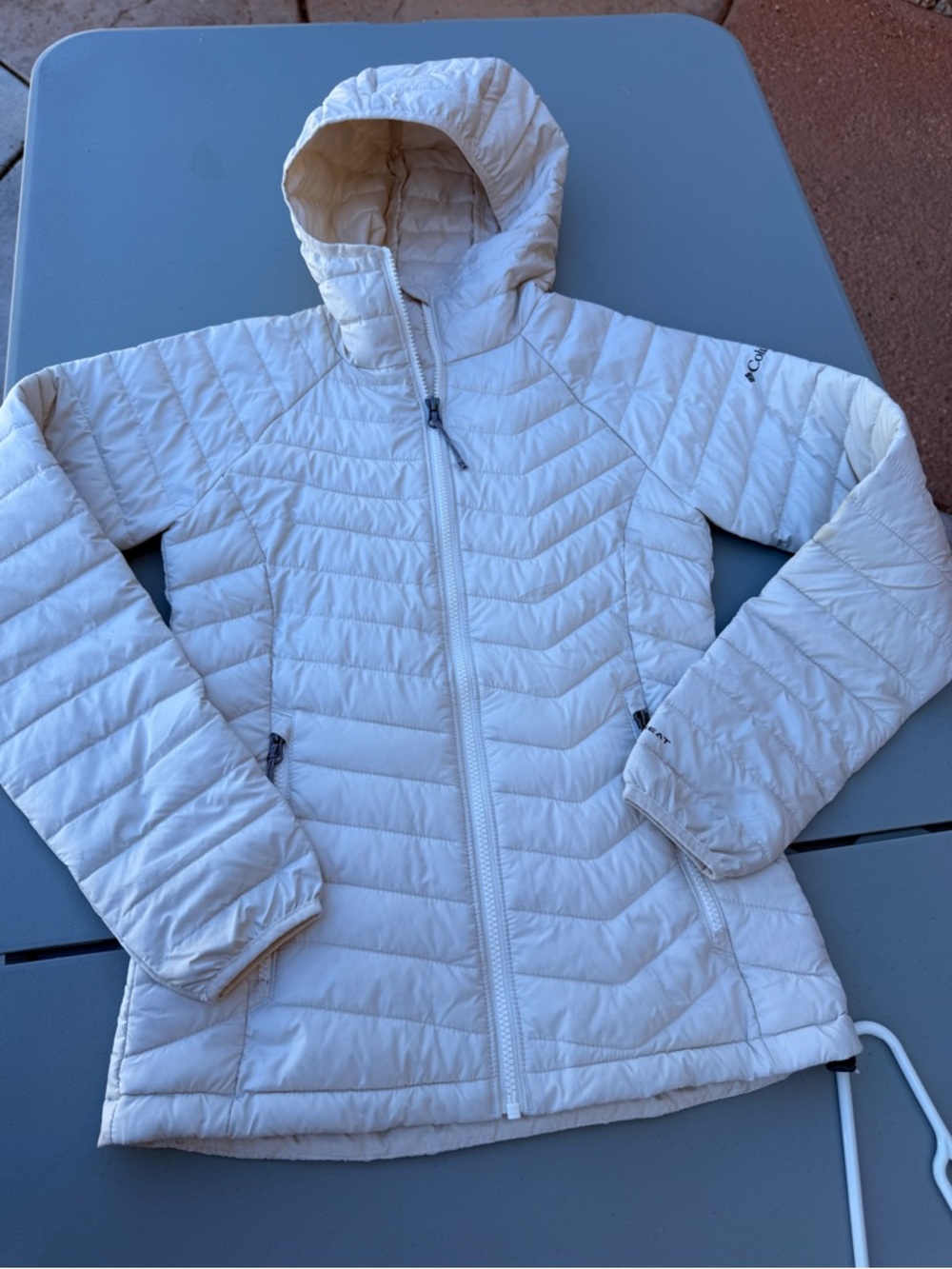 Columbia Women's Cream Quilted Hooded Puffer Jacket